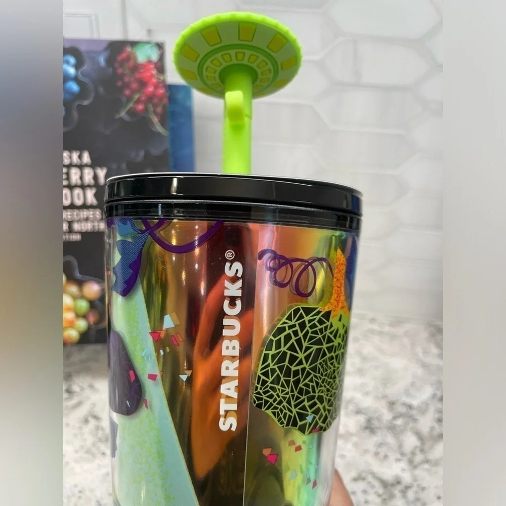 Starbucks 2024 Alien Spaceship & Pumpkin Glow in the Dark Topper Tumbler. NWT.